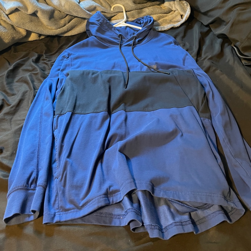 size large blue and black american eagle hoodie